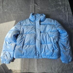 Baby Phat blue puffer jacket winter coat with rhinestone details